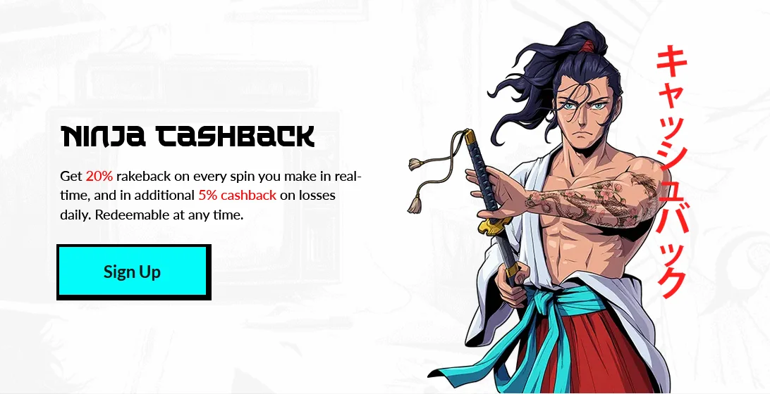 Bannière cashback ninja - 20% en temps réel