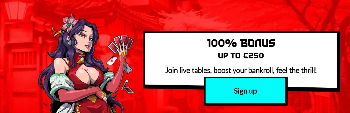 Bannière 100% de bonus jusqu'à 250€ - Manga Casino